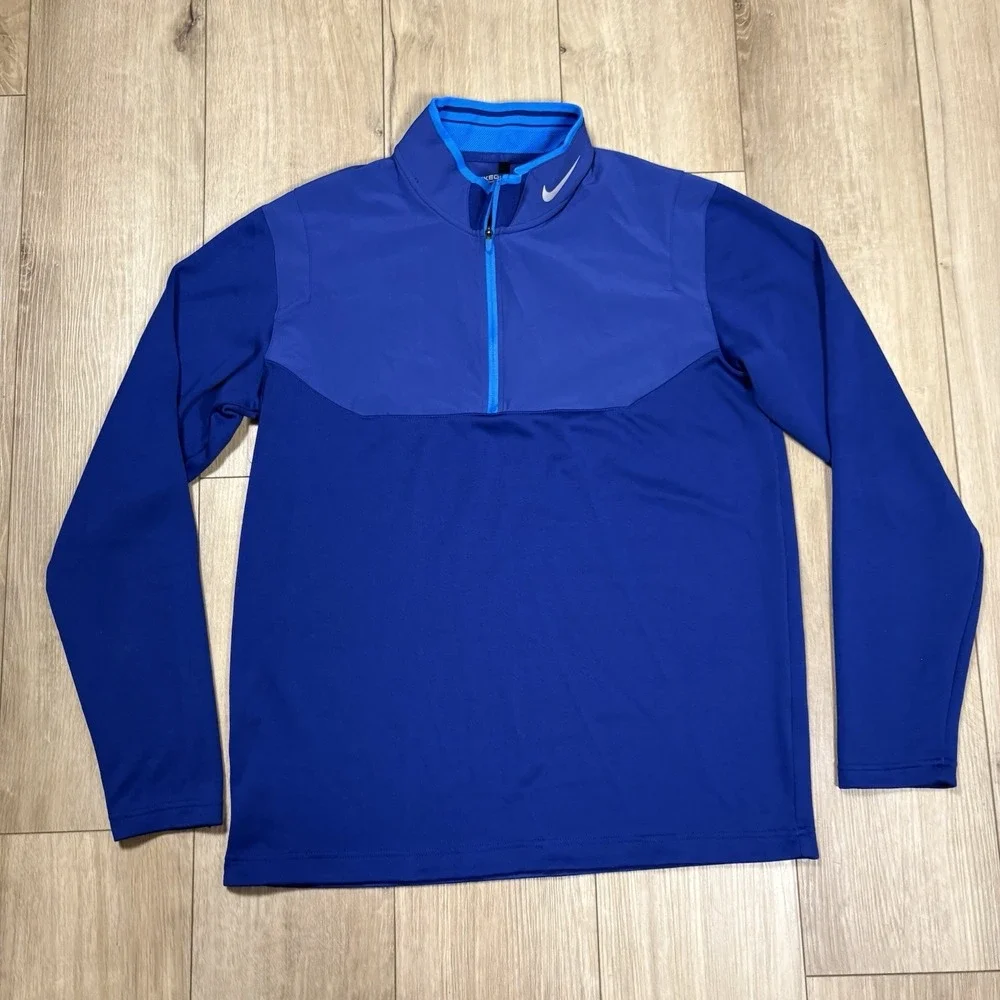 Nike Golf Tour Performance Quarter Zip Mens M Blue Long Sleeve Dri Fit Layer